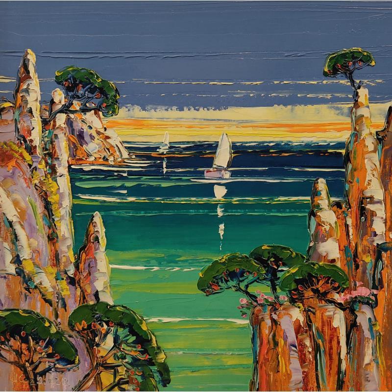 Peinture Entre ciel et mer par Corbière Liisa | Tableau Figuratif Paysages Huile