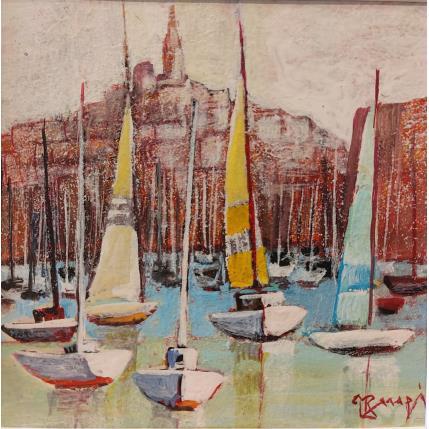 Painting Régate à Marseille 2 AQ57 by Burgi Roger | Painting Figurative Acrylic Landscapes, Marine