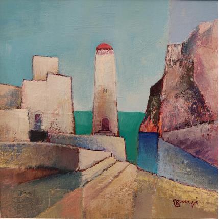 Painting Le phare AL112 by Burgi Roger | Painting Figurative Acrylic Landscapes, Marine