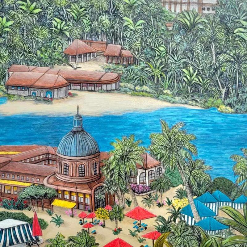 Peinture Le dôme de Toulouse tropical par Geiry | Tableau Matiérisme Paysages Nature Architecture Acrylique Résine Pigments Poudre de marbre