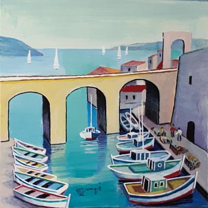 Painting VALLON DES AUFFES by Burgi Roger | Painting Figurative Acrylic Landscapes, Marine