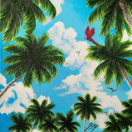 Painting Vacances Tropicales by Geiry | Painting Subject matter Acrylic, Marble powder, Pigments, Resin Landscapes