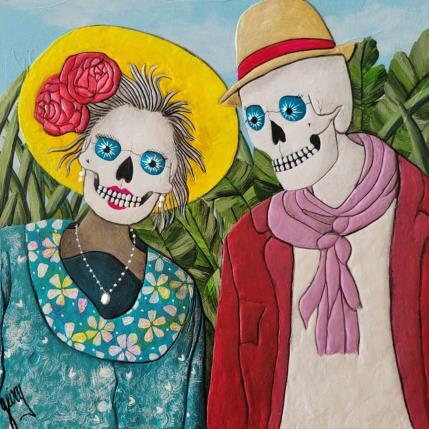 Painting L'amour l'amour by Geiry | Painting Subject matter Acrylic, Marble powder, Pigments, Resin Portrait