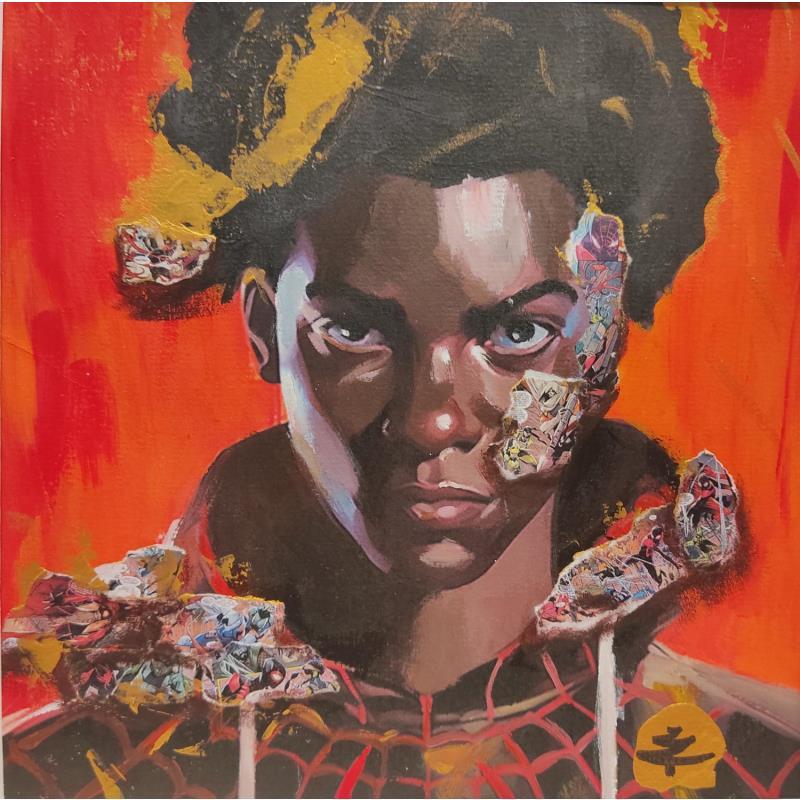 Pintura Miles Morales por Caizergues Noël  | Pintura Pop art Iconos pop Acrílico Collage