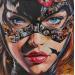 Peinture Bat Girl 1 par Caizergues Noël  | Tableau Pop-art Icones Pop Acrylique Collage