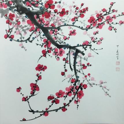Peinture Red blossom 7 par Du Mingxuan | Tableau Figuratif Aquarelle, Encre Nature