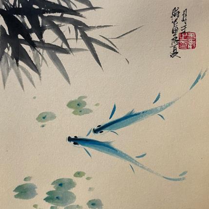 Painting 2 Fishes by Yu Huan Huan | Painting Figurative Ink Animals, Pop icons