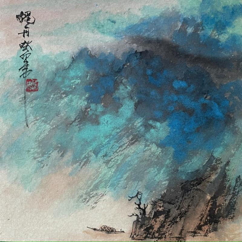 Painting Colorful mountains by Yu Huan Huan | Painting Figurative Landscapes Nature Ink