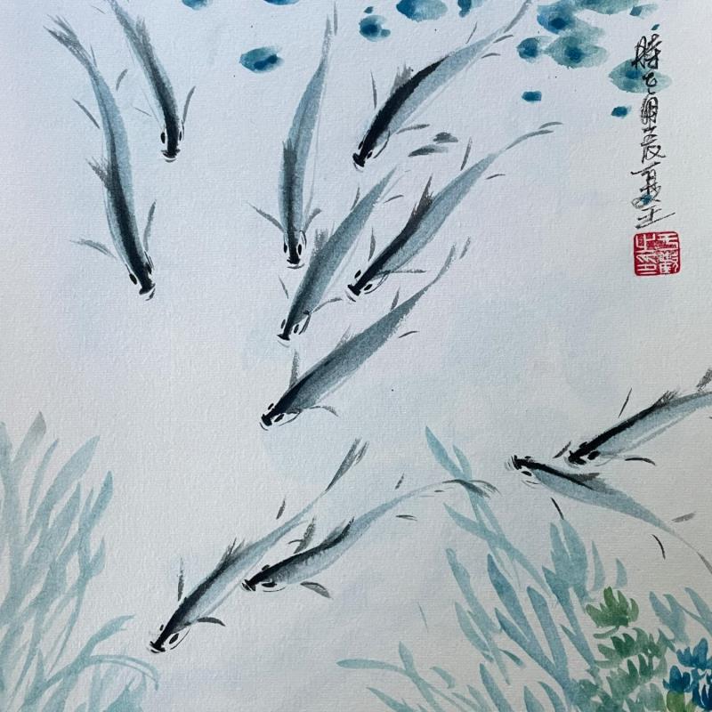 Painting Fishes by Yu Huan Huan | Painting Figurative Animals Ink