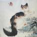 Peinture Cat and butterfly par Yu Huan Huan | Tableau Figuratif Nature Animaux Encre