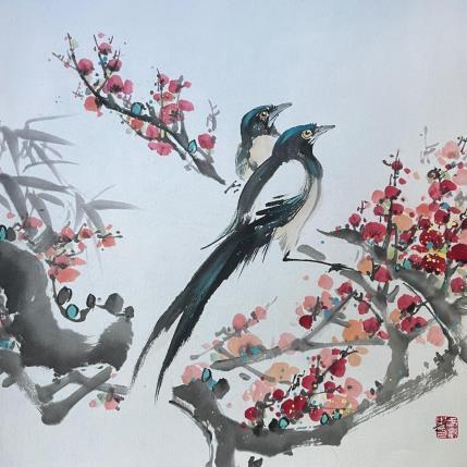 Painting Birds by Yu Huan Huan | Painting Figurative Ink Animals, Nature