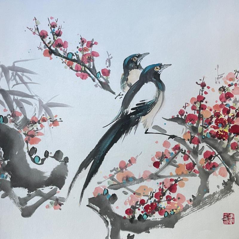 Painting Birds by Yu Huan Huan | Painting Figurative Nature Animals Ink