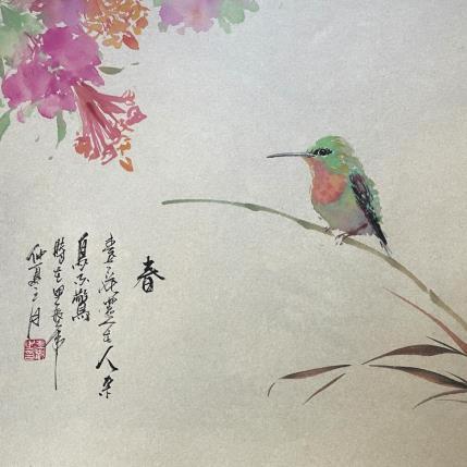 Painting Spring by Yu Huan Huan | Painting Figurative Ink Animals, Nature