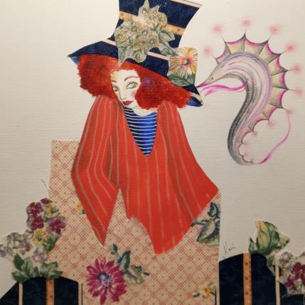 Painting Suggerimenti su un rosetto rosso by Nai | Painting Surrealism Acrylic, Gluing Life style, Marine, Nature, Pop icons