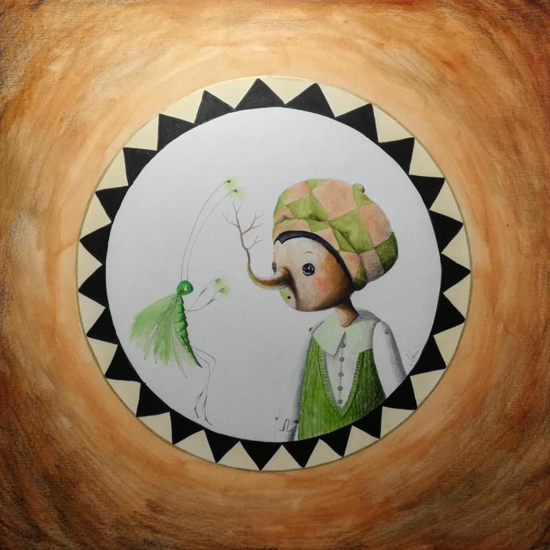 Painting Io e il mio amico Grillo by Nai | Painting Surrealism Pop icons Animals Child Acrylic Gluing