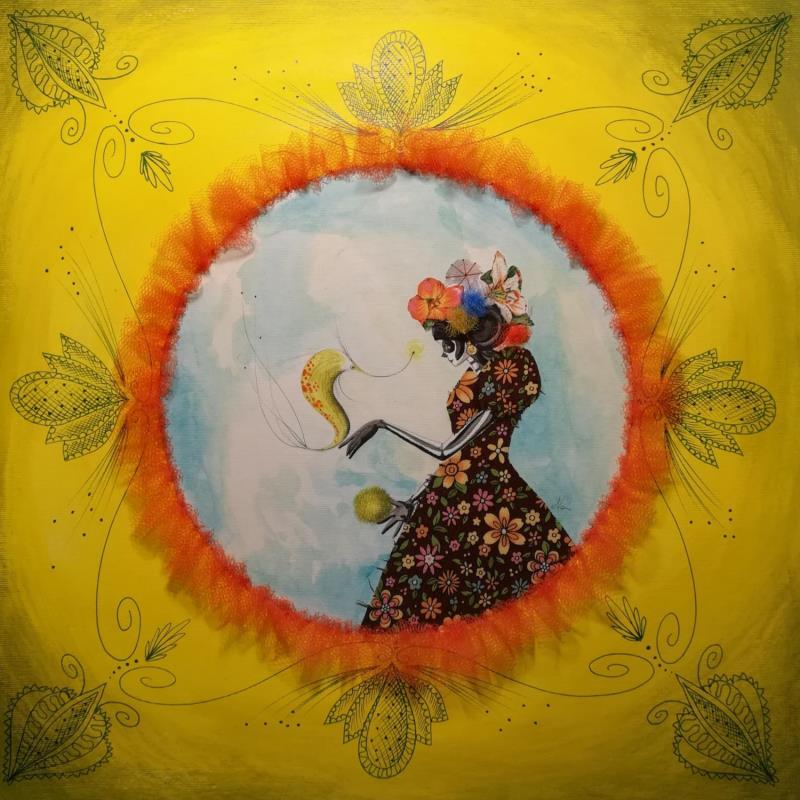 Painting Una narrazione in giallo by Nai | Painting Surrealism Pop icons Nature Life style Acrylic Gluing