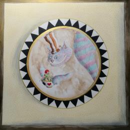 Peinture Una tazza di tè con Alice par Nai | Tableau Surréalisme Acrylique, Collage Cinéma, Enfant, Icones Pop