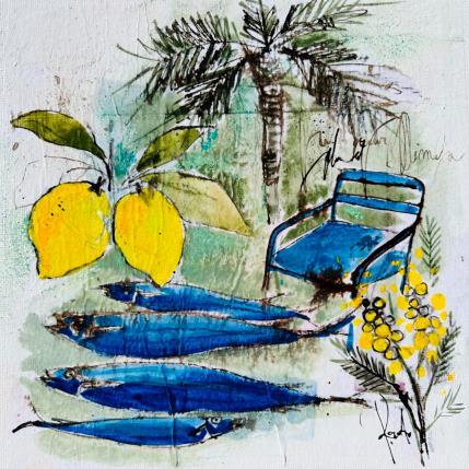 Painting Citrons et mimosas by Colombo Cécile | Painting Naive art Acrylic, Gluing, Ink, Pastel, Watercolor Life style, Nature, Pop icons
