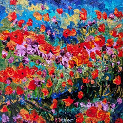 Peinture Coquelicots à la tombée de la nuit par Amblard Florence | Tableau Impressionnisme Acrylique, Huile Nature