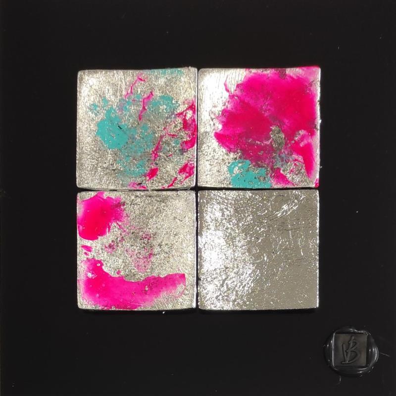 Painting Santa Cruz by Bauquel Véronique | Painting Abstract Minimalist Wood Acrylic Gluing Resin Silver leaf