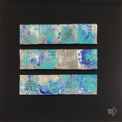 Peinture Samoa par Bauquel Véronique | Tableau Abstrait Acrylique, Bois, Collage, Feuille d'argent, Résine Minimaliste