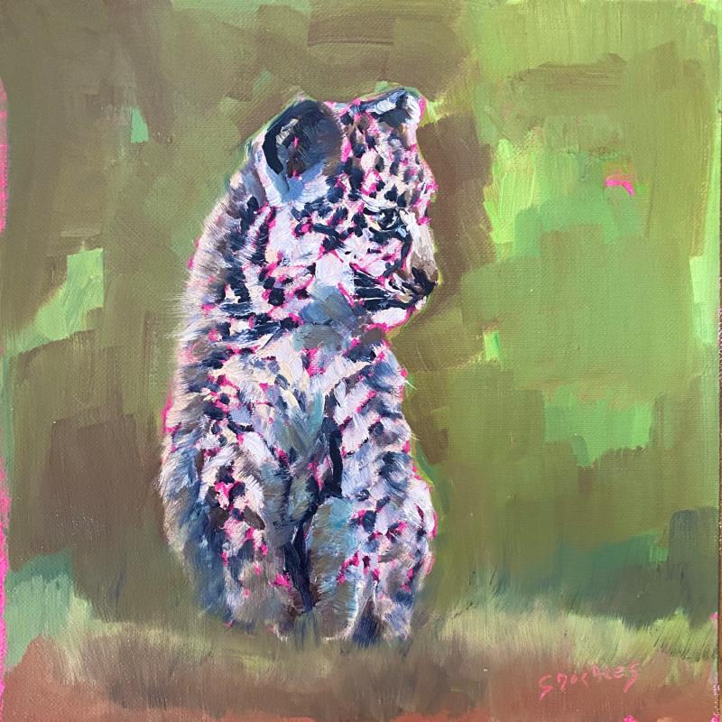 Painting léopard bébé by Morales Géraldine | Painting Figurative Animals Oil