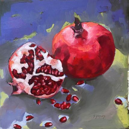 Painting Grenades j'adore by Morales Géraldine | Painting Figurative Oil Still-life