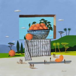 Peinture Oranges par Lionnet Pascal | Tableau Surréalisme Acrylique Natures mortes, Paysages, Scènes de vie