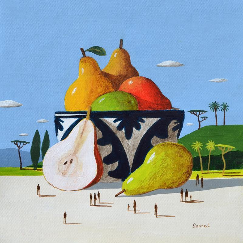 Peinture Poires d'automne par Lionnet Pascal | Tableau Surréalisme Paysages Scènes de vie Natures mortes Acrylique