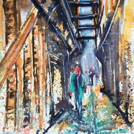 Peinture Troyes Rue des Chats par Hoffmann Elisabeth | Tableau Figuratif Aquarelle Urbain