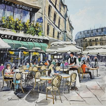 Peinture Café de l'époque par Lallemand Yves | Tableau Figuratif Acrylique Urbain
