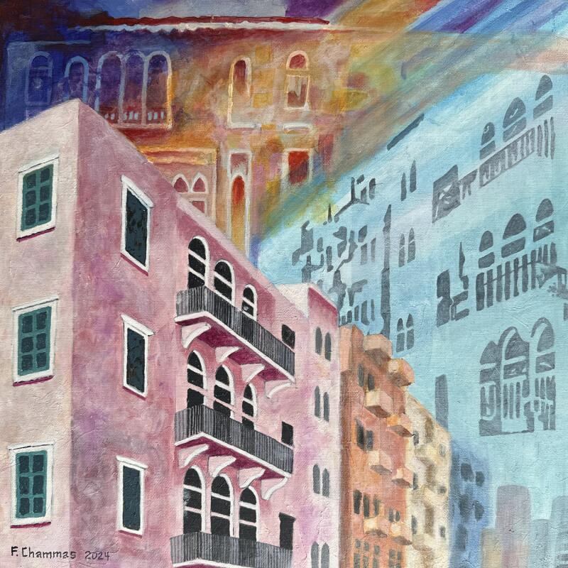 Painting Lebanon Houses # 12 by Chammas Fady | Painting Figurative
