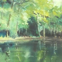 Peinture Paisiblement par Abbatucci Violaine | Tableau Figuratif Aquarelle