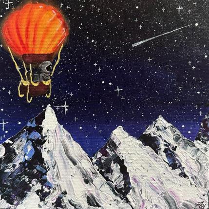 Gemälde Survoler les montagnes von Elly | Gemälde Pop-Art Acryl, Posca Natur, Pop-Ikonen