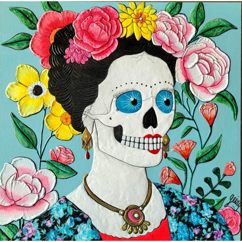 Peinture Azul Frida par Geiry | Tableau Matiérisme