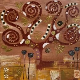 Painting La fin de l’été  by Romanelli Karine | Painting Figurative Acrylic, Gluing, Paper, Pastel, Posca Landscapes