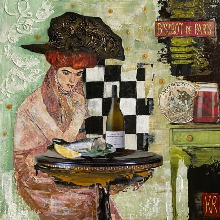 Painting Juliette  by Romanelli Karine | Painting Figurative Acrylic, Gluing, Paper, Pastel, Posca Life style, Portrait