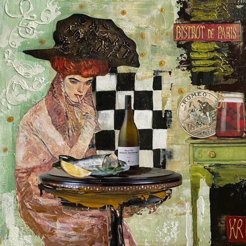 Peinture Juliette  par Romanelli Karine | Tableau Figuratif Portraits Scènes de vie Acrylique Collage Posca Pastel Papier