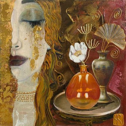 Gemälde A fleur de peau  von Romanelli Karine | Gemälde Figurativ Acryl, Blattgold, Collage, Papier, Pastell Porträt