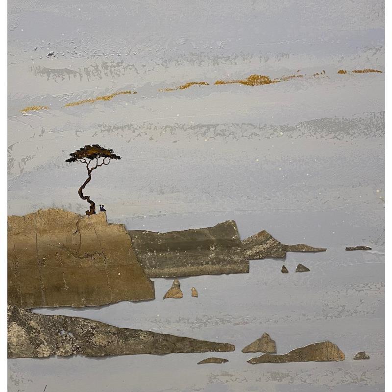 Peinture Le Lointain par Lemonnier  | Tableau Matiérisme Paysages Marine Acrylique Zinc