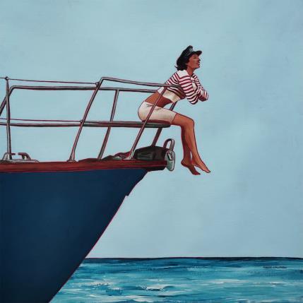 Peinture Pénélope observe le large... par Gallardo Serge | Tableau Figuratif Acrylique Scènes de vie