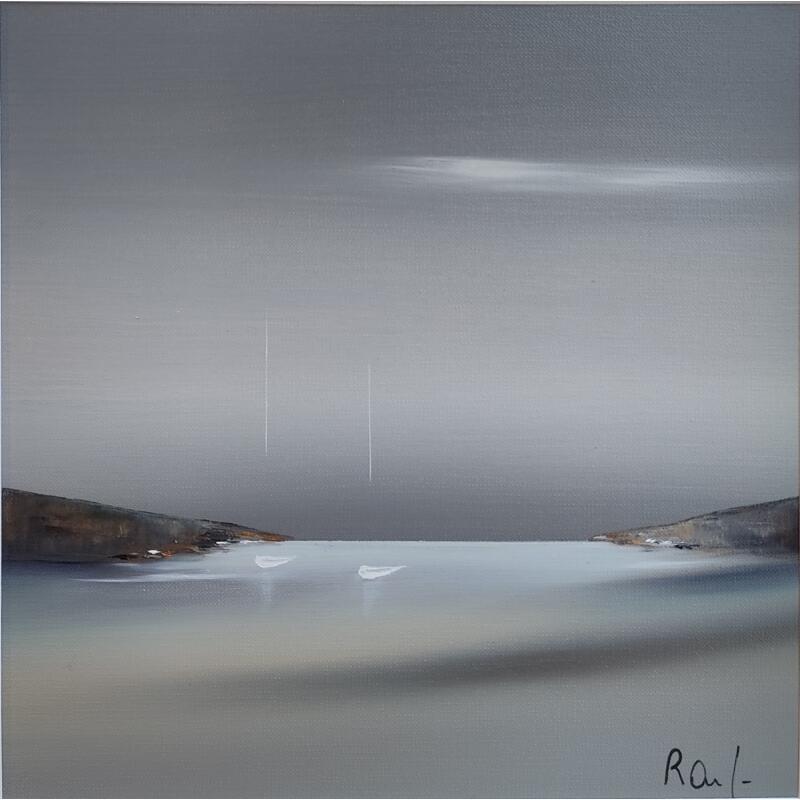 Peinture Emotions marines 67 par Roussel Marie-Ange et Fanny | Tableau Figuratif Marine Minimaliste Huile