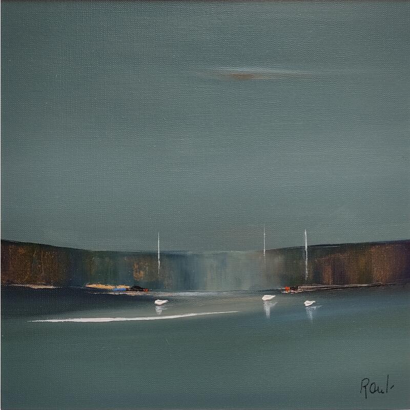 Peinture Ambiance marine 67 par Roussel Marie-Ange et Fanny | Tableau Figuratif Marine Minimaliste Huile