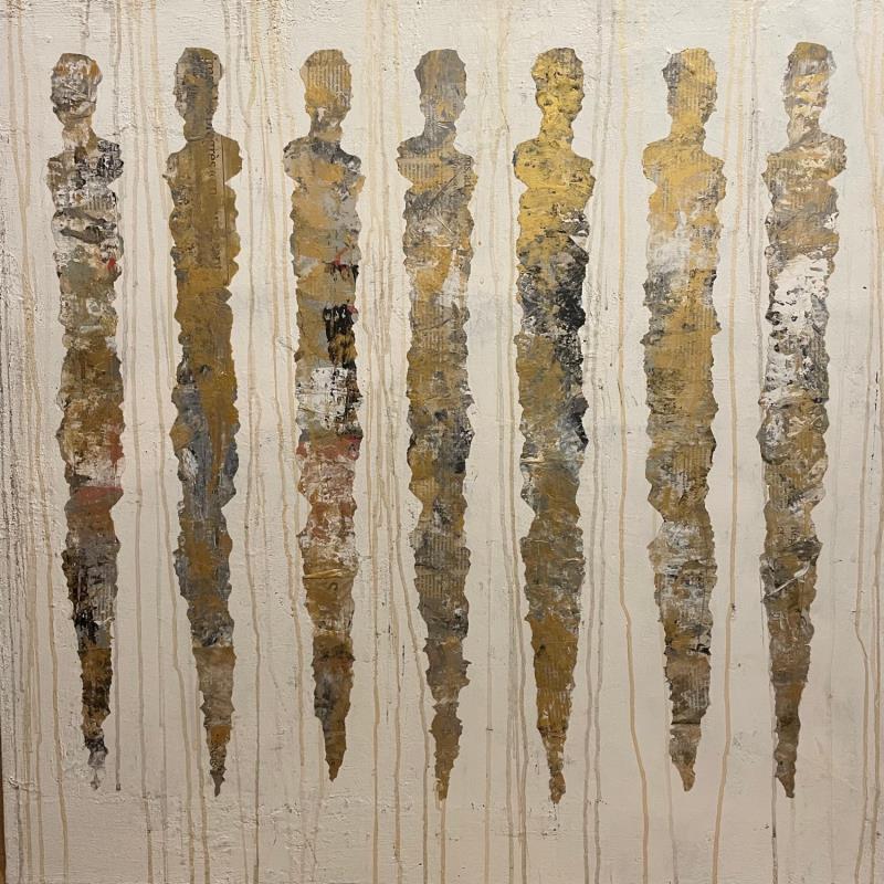 Peinture vague à l'âme par Rocco Sophie | Tableau Art Singulier Acrylique Collage Sable