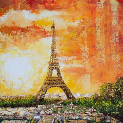 Peinture Paris Rouge par Rodriguez Rio Martin | Tableau Impressionnisme Huile Urbain