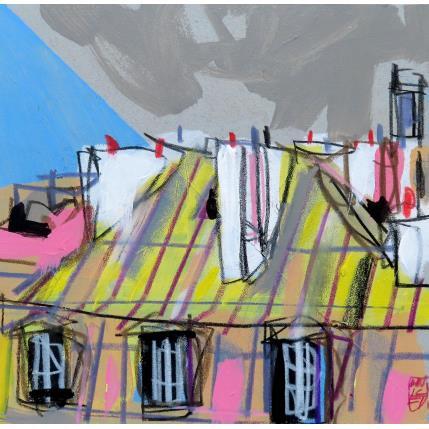 Peinture Mon refuge par Anicet Olivier | Tableau Figuratif Acrylique, Pastel Architecture, Urbain