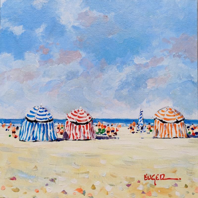 Painting LA PLAGE A TROUVILLE 2 by Euger | Painting Figurative Landscapes Marine Life style Acrylic