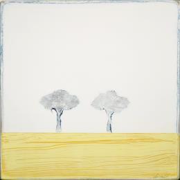 Painting Comme un jaune arborescent #405 by ChristophL | Painting Figurative Acrylic, Ink, Wood Landscapes, Minimalist