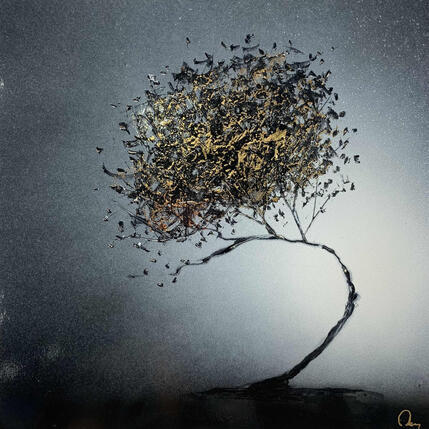 Painting In the Dark by Rey Julien | Painting Figurative Gold leaf