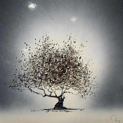 Painting Old tree by Rey Julien | Painting Figurative Gold leaf